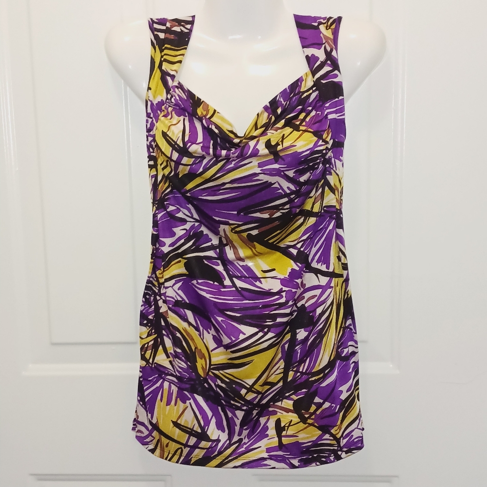 The Limited Purple & Yellow Graphic Sleeveless Top Sz L